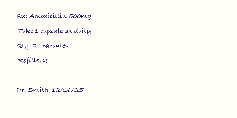 Handwritten prescription with drug name, dosage, and quantity